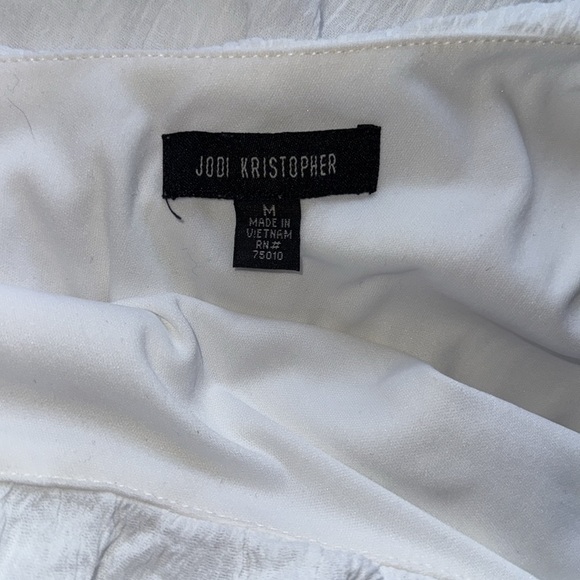 Jodi Kristopher White One-Shoulder Ruffle Column Maxi Dress Crinkle Cotton - Picture 3 of 11